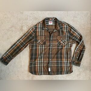 Levi's Men's Button Down Brown Plaid Long Sleeve Shirt XXL